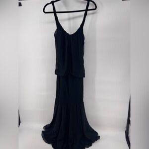 Patrizia Pepe Black Midi 100% Silk Dress Sz. 8